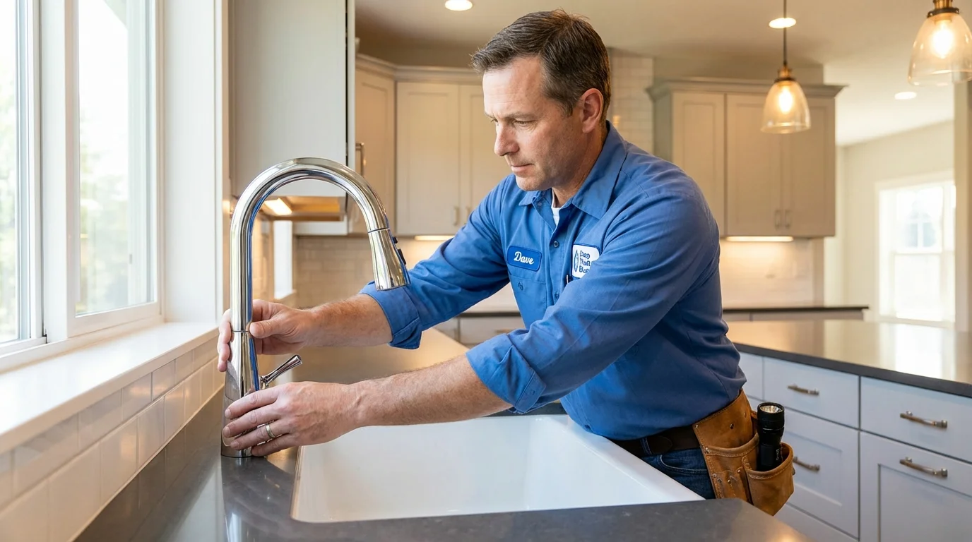 Kitchen faucet installation by Johns Plumbing LLC in Bangor