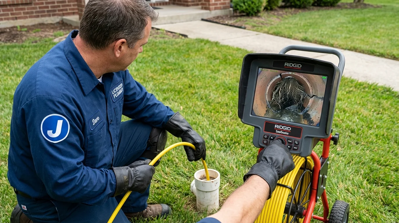 Sewer camera inspection being performed by Johns Plumbing LLC in Bangor